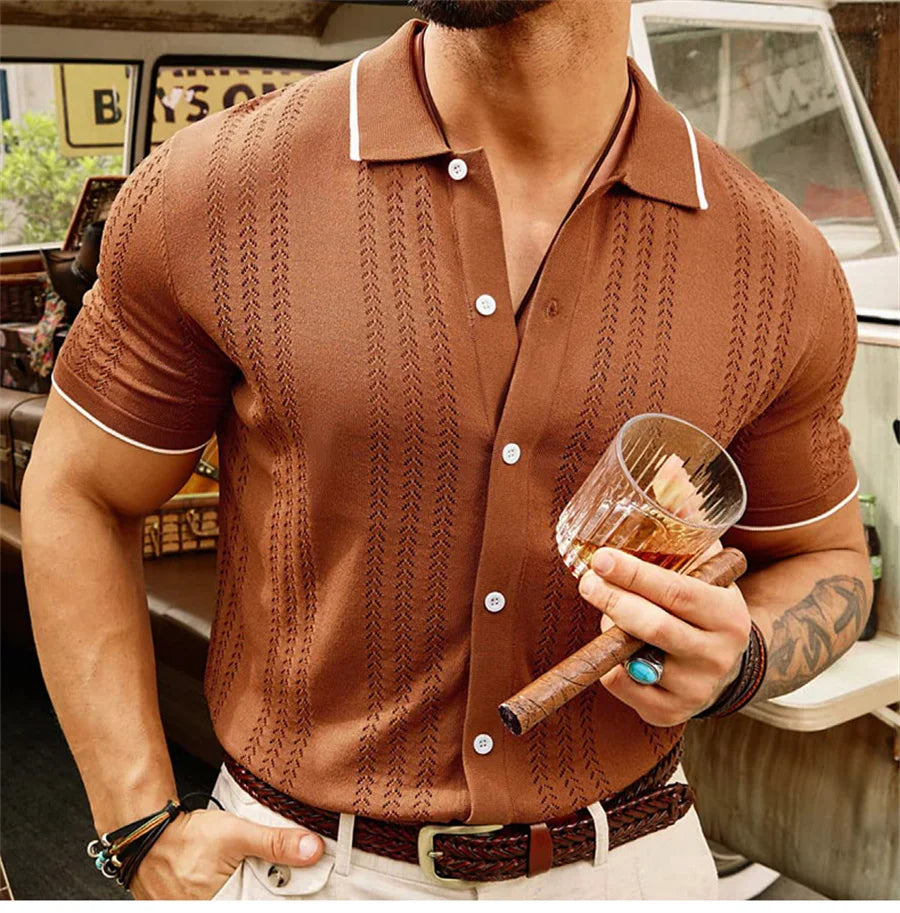 Lignes Parisiennes™ | Polo en tricot boutonné