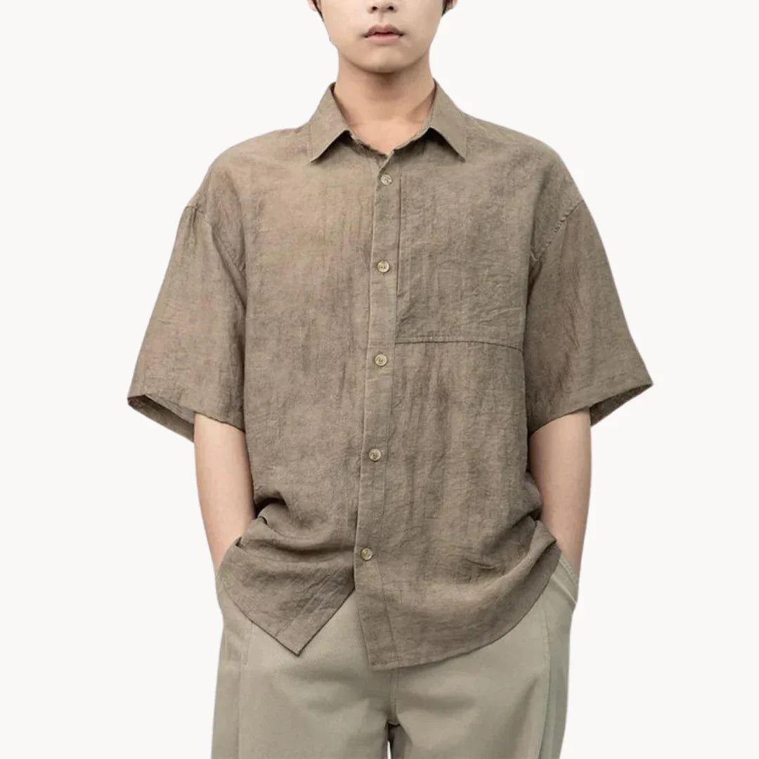 Lignes Parisiennes™ | Chemise à col campagnard en lin doux