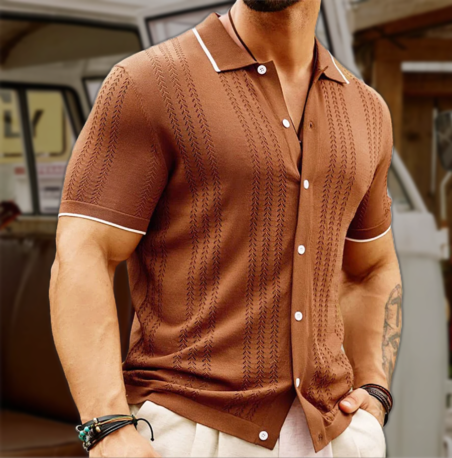 Lignes Parisiennes™ | Polo en tricot boutonné