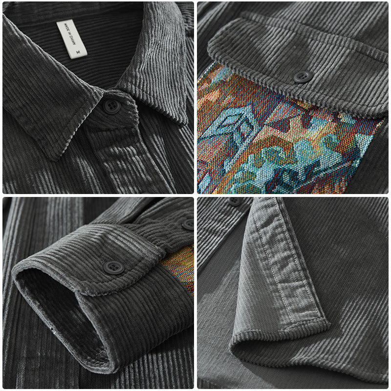 Lignes Parisiennes™ | Chemise à manches longues en velours côtelé de luxe